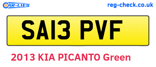 SA13PVF are the vehicle registration plates.