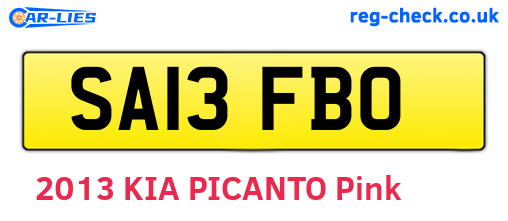 SA13FBO are the vehicle registration plates.