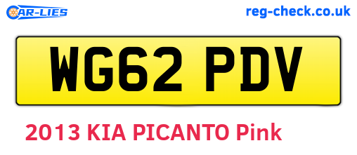 WG62PDV are the vehicle registration plates.