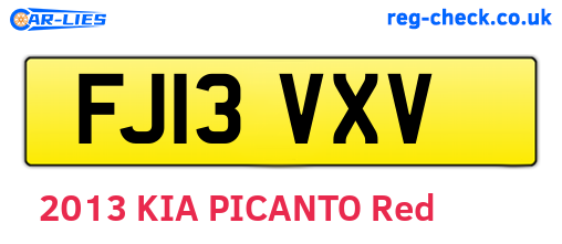 FJ13VXV are the vehicle registration plates.