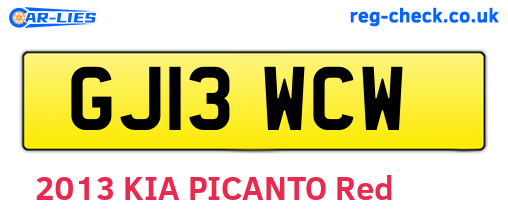 GJ13WCW are the vehicle registration plates.