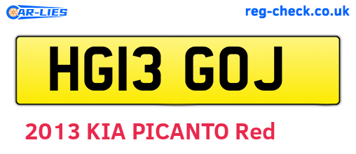 HG13GOJ are the vehicle registration plates.
