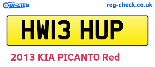 HW13HUP are the vehicle registration plates.