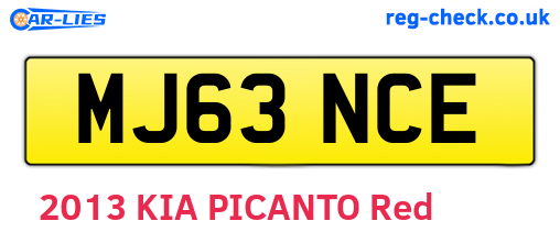 MJ63NCE are the vehicle registration plates.