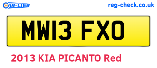 MW13FXO are the vehicle registration plates.