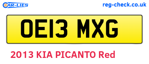 OE13MXG are the vehicle registration plates.