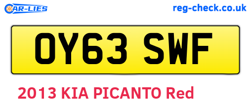 OY63SWF are the vehicle registration plates.