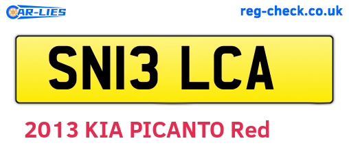 SN13LCA are the vehicle registration plates.