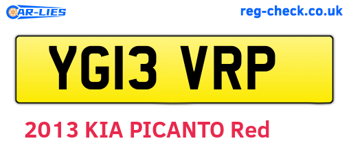 YG13VRP are the vehicle registration plates.