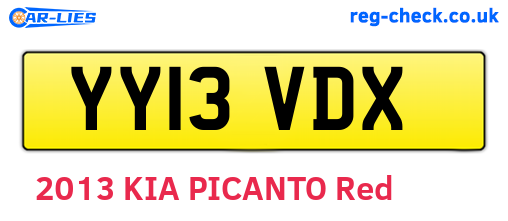 YY13VDX are the vehicle registration plates.