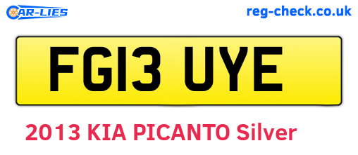 FG13UYE are the vehicle registration plates.