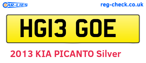 HG13GOE are the vehicle registration plates.