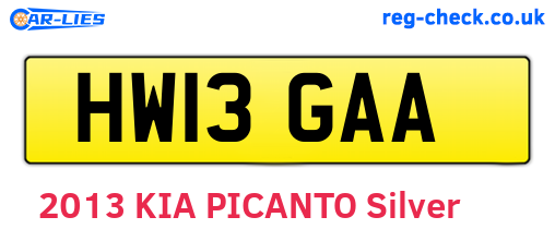 HW13GAA are the vehicle registration plates.