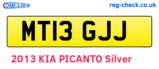 MT13GJJ are the vehicle registration plates.