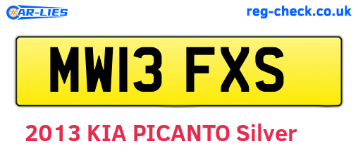 MW13FXS are the vehicle registration plates.