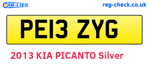PE13ZYG are the vehicle registration plates.