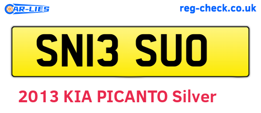 SN13SUO are the vehicle registration plates.
