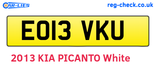 EO13VKU are the vehicle registration plates.