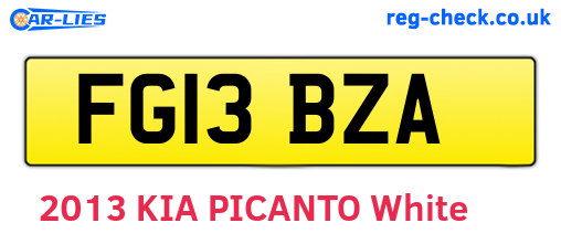 FG13BZA are the vehicle registration plates.