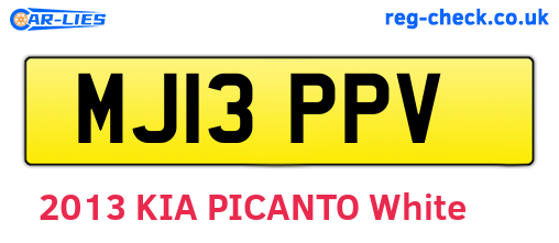 MJ13PPV are the vehicle registration plates.