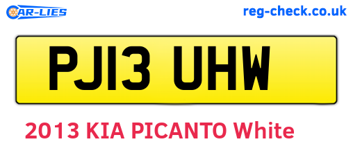 PJ13UHW are the vehicle registration plates.