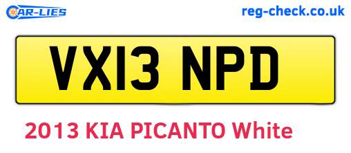VX13NPD are the vehicle registration plates.