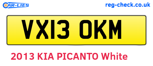 VX13OKM are the vehicle registration plates.