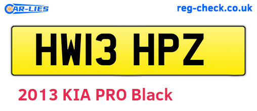 HW13HPZ are the vehicle registration plates.