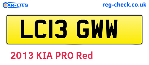 LC13GWW are the vehicle registration plates.