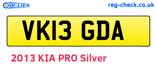 VK13GDA are the vehicle registration plates.