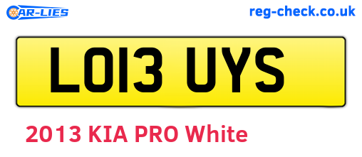 LO13UYS are the vehicle registration plates.