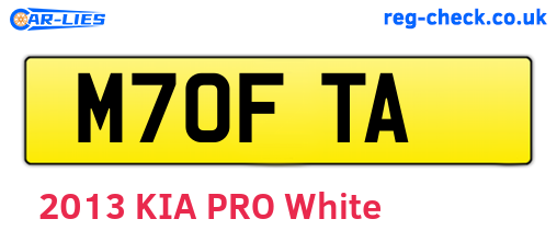 M70FTA are the vehicle registration plates.