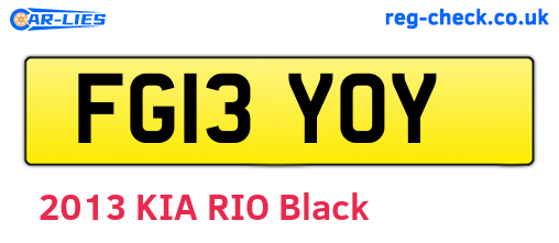 FG13YOY are the vehicle registration plates.