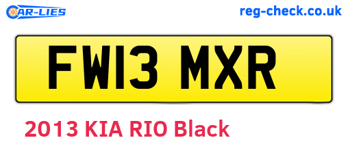 FW13MXR are the vehicle registration plates.