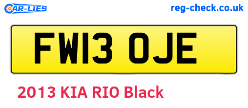 FW13OJE are the vehicle registration plates.