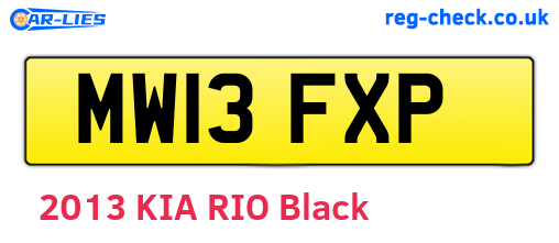 MW13FXP are the vehicle registration plates.