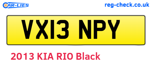VX13NPY are the vehicle registration plates.