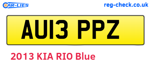 AU13PPZ are the vehicle registration plates.