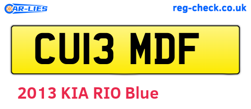 CU13MDF are the vehicle registration plates.