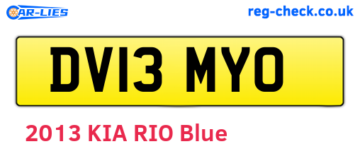 DV13MYO are the vehicle registration plates.
