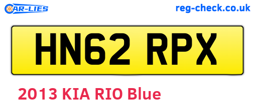 HN62RPX are the vehicle registration plates.