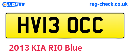 HV13OCC are the vehicle registration plates.