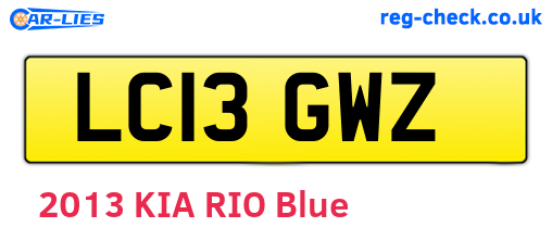 LC13GWZ are the vehicle registration plates.