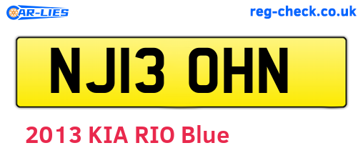 NJ13OHN are the vehicle registration plates.