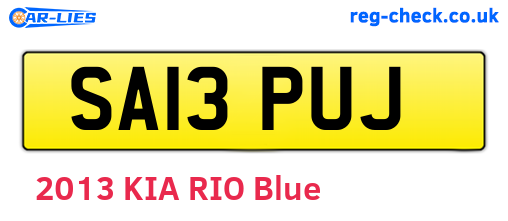 SA13PUJ are the vehicle registration plates.