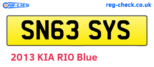 SN63SYS are the vehicle registration plates.