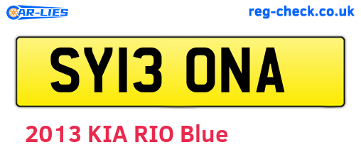 SY13ONA are the vehicle registration plates.