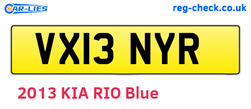 VX13NYR are the vehicle registration plates.