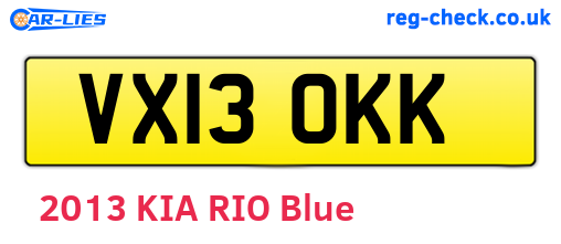 VX13OKK are the vehicle registration plates.