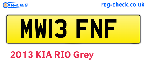 MW13FNF are the vehicle registration plates.
